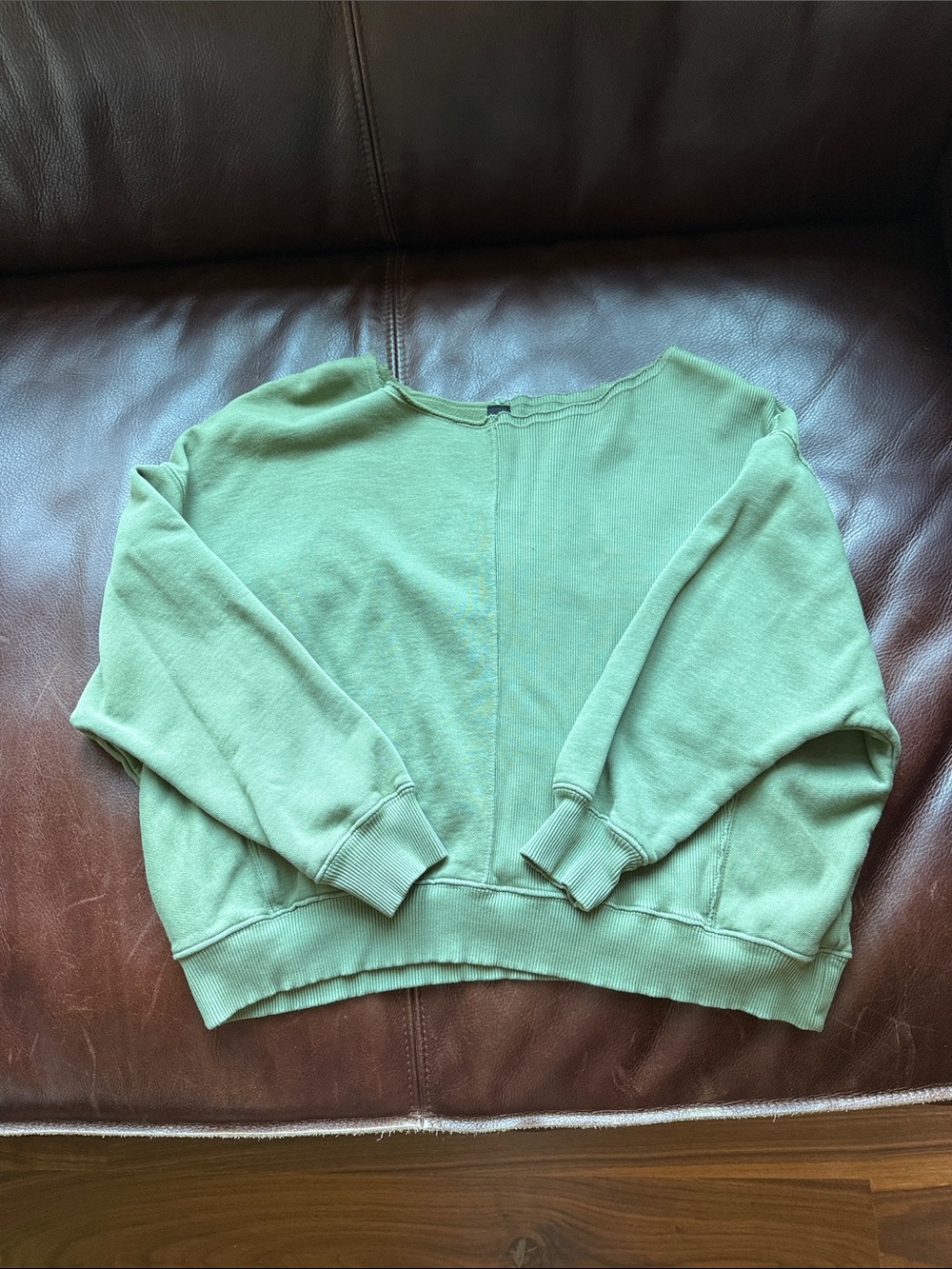bobi Sage Green Relaxed Boxy Crew Sweatshirt
